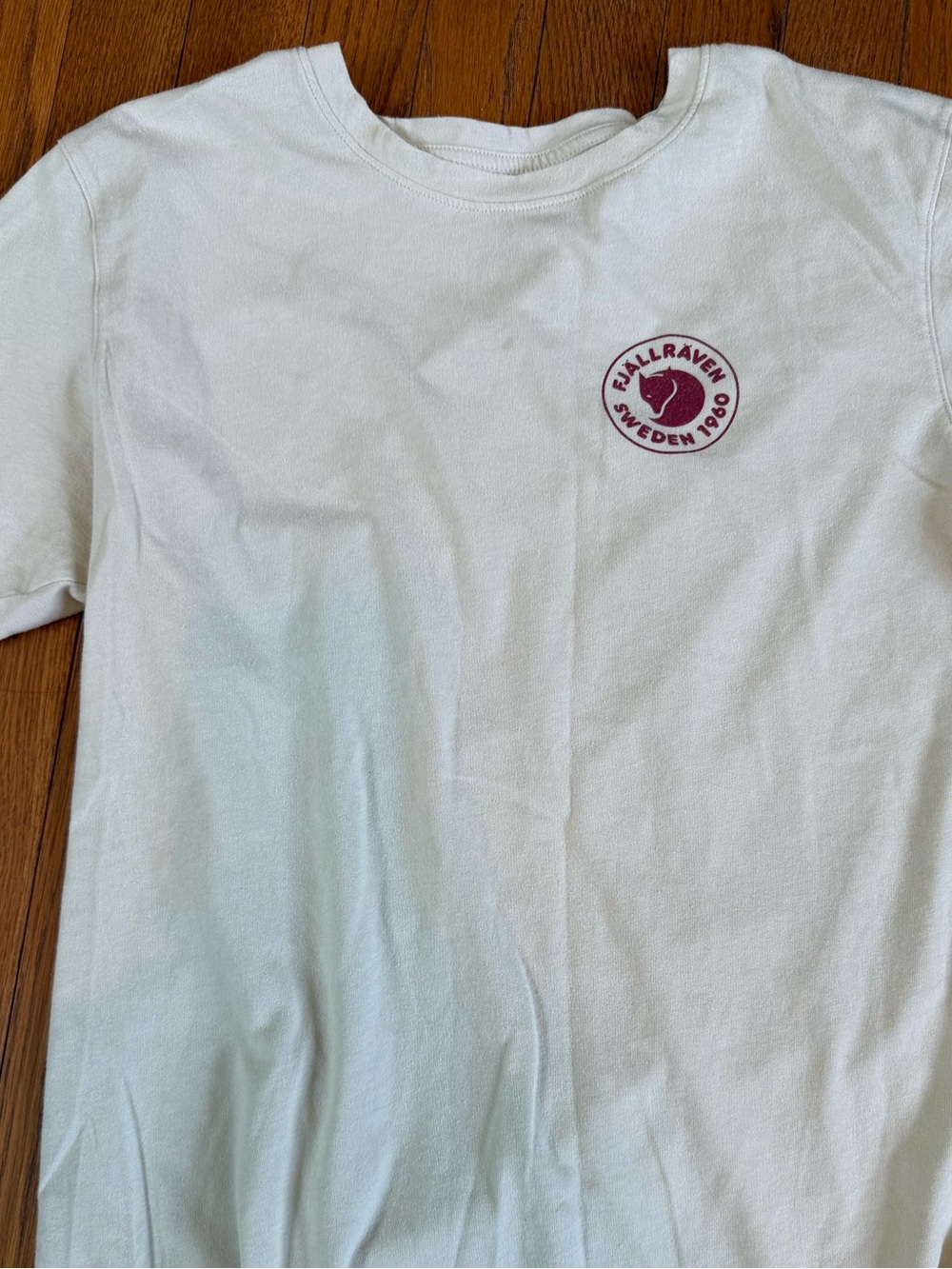 Fjallraven White Tee with Maroon Logo